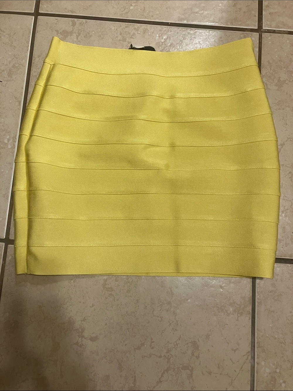 Herve Leger Lemon Yellow Bandage Mini Skirt